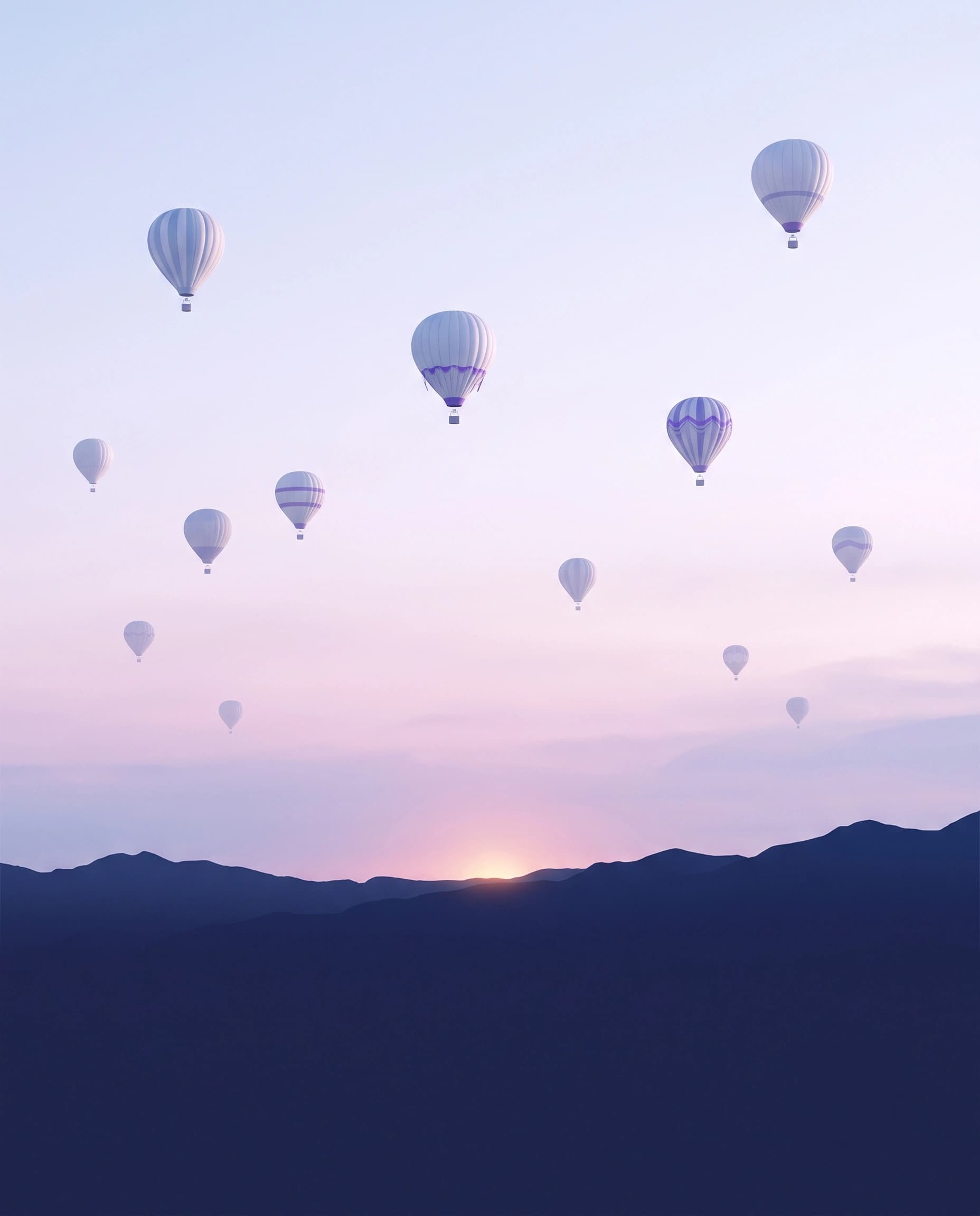 Hot air balloons at golden hour